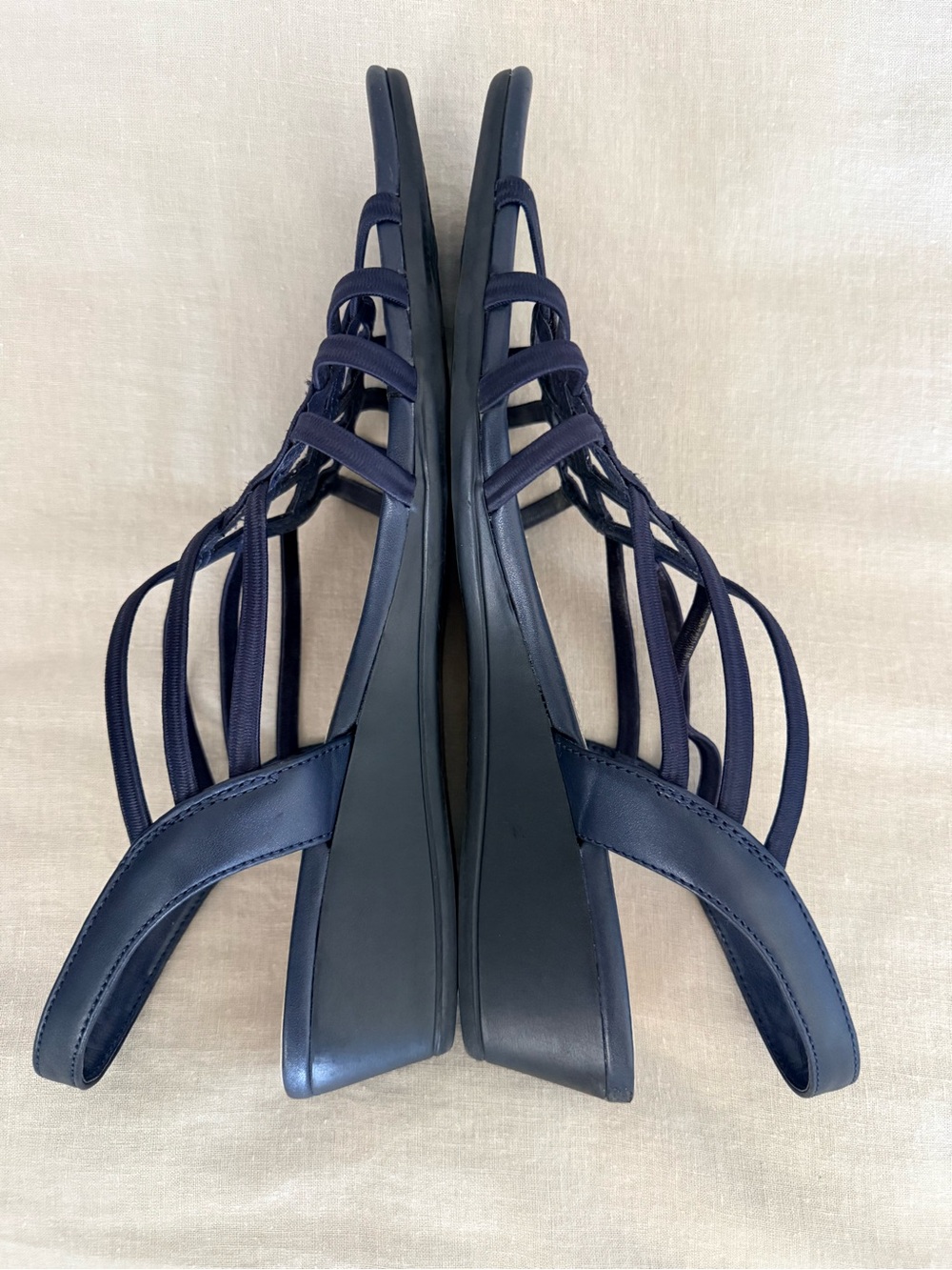 Elegant Navy Blue Strappy Women's Sandals | Elastic Strap | Size 10 - Picture 10 of 13